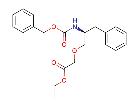 Molecular Structure of 142056-23-3 (Acetic acid, [3-phenyl-2-[[(phenylmethoxy)carbonyl]amino]propoxy]-,
ethyl ester, (S)-)