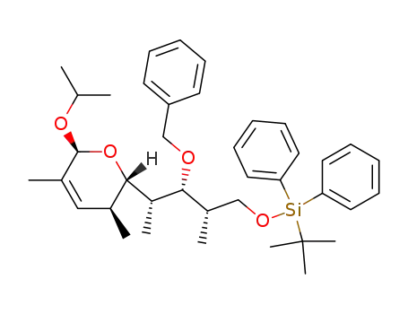 <2S-<2α(2R*,3S*,4R*),3β,6β>>-<<4-<3,6-Dihydro-3,5-dimethyl-6-(1-methylethoxy)-2H-pyran-2-yl>-2-methyl-3-(phenylmethoxy)pentyl>oxy>(1,1-dimethylethyl)diphenylsilane (Pyran 13)