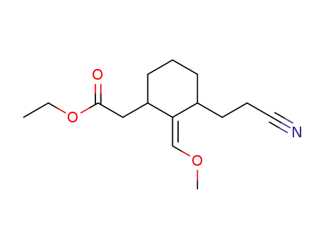 {3-(2-Cyano-ethyl)-2-[1-methoxy-meth-(E)-ylidene]-cyclohexyl}-acetic acid ethyl ester
