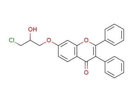 Molecular Structure of 106820-96-6 (7-(3-Chloro-2-hydroxy-propoxy)-2,3-diphenyl-chromen-4-one)