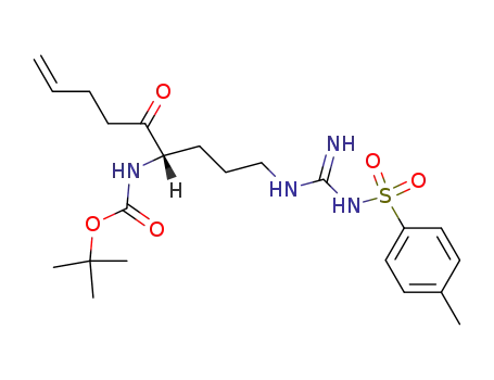 Molecular Structure of 142947-84-0 (Carbamic acid,
[1-[3-[[imino[[(4-methylphenyl)sulfonyl]amino]methyl]amino]propyl]-2-oxo
-5-hexenyl]-, 1,1-dimethylethyl ester, (S)-)