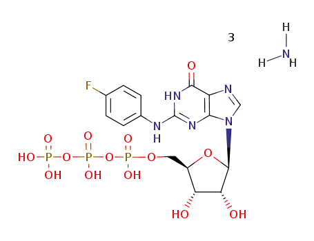 Molecular Structure of 131933-75-0 (N<sup>2</sup>-(p-fluorophenyl)-9-β-D-ribofuranosylguanine 5'-triphosphate)