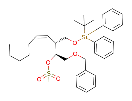 Molecular Structure of 151567-01-0 ((2R,3S)-1-<(tert-Butyldiphenylsilyl)oxy>-2-(1-heptenyl)-3-(mesyloxy)-4-(benzyloxy)butane)