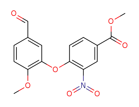 Molecular Structure of 101274-71-9 (4-(5-formyl-2-methoxy-phenoxy)-3-nitro-benzoic acid methyl ester)