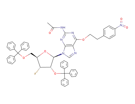2-N-Acetyl-6-O-((4-nitrophenyl)ethyl)-9-(2,5-di-O-trityl-3.deoxy-3 fluoro-β-D-ribofuranosyl)guanine