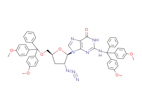 9-{(2R,3R,5S)-3-Azido-5-[bis-(4-methoxy-phenyl)-phenyl-methoxymethyl]-tetrahydro-furan-2-yl}-2-{[bis-(4-methoxy-phenyl)-phenyl-methyl]-amino}-1,9-dihydro-purin-6-one