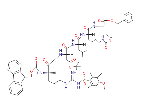 Molecular Structure of 143038-54-4 (Fmoc-Arg(Mtr)-Asp(OtBu)-Leu-Lys(Boc)-Gly-OBzl)