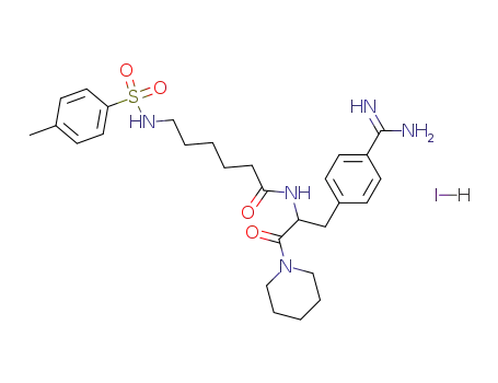 Molecular Structure of 93236-06-7 (N<sub>α</sub>-Tosyl-(ε-aminocapronyl)-4-amidinophenylalaninpiperididhydroiodid)