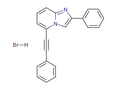 Molecular Structure of 96206-74-5 (Imidazo[1,2-a]pyridine, 2-phenyl-5-(phenylethynyl)-, monohydrobromide)
