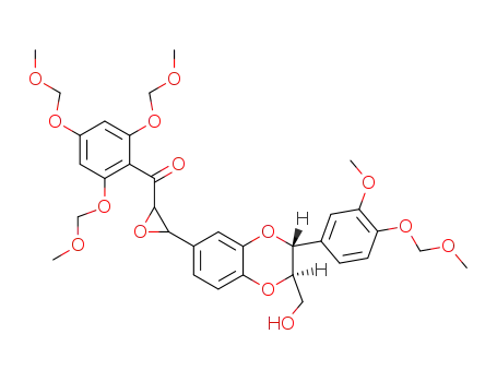 Molecular Structure of 98314-88-6 ({3-[(2R,3R)-2-Hydroxymethyl-3-(3-methoxy-4-methoxymethoxy-phenyl)-2,3-dihydro-benzo[1,4]dioxin-6-yl]-oxiranyl}-(2,4,6-tris-methoxymethoxy-phenyl)-methanone)