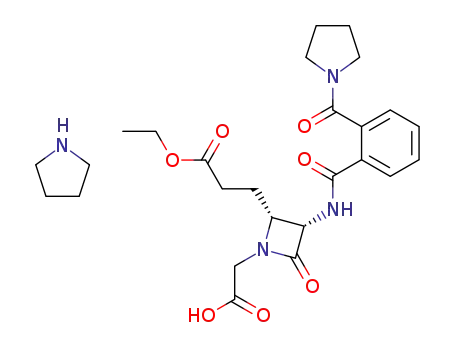 3-{(2R,3S)-1-Carboxymethyl-4-oxo-3-[2-(pyrrolidine-1-carbonyl)-benzoylamino]-azetidin-2-yl}-propionic acid ethyl ester; compound with pyrrolidine