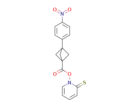 Molecular Structure of 156329-81-6 (3-(4-Nitro-phenyl)-bicyclo[1.1.1]pentane-1-carboxylic acid 2-thioxo-2H-pyridin-1-yl ester)