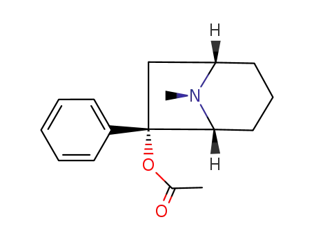 Molecular Structure of 100986-37-6 (Acetic acid (1S,5R,6S,8S)-8-methyl-6-phenyl-8-aza-bicyclo[3.2.1]oct-6-yl ester)