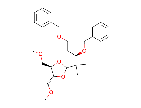 Molecular Structure of 115378-48-8 ((4R,5R)-2-((R)-2,4-Bis-benzyloxy-1,1-dimethyl-butyl)-4,5-bis-methoxymethyl-[1,3]dioxolane)