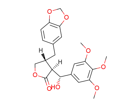 Molecular Structure of 17187-82-5 (4-(1,3-benzodioxol-5-ylmethyl)-3-[hydroxy(3,4,5-trimethoxyphenyl)methyl]dihydrofuran-2(3H)-one)