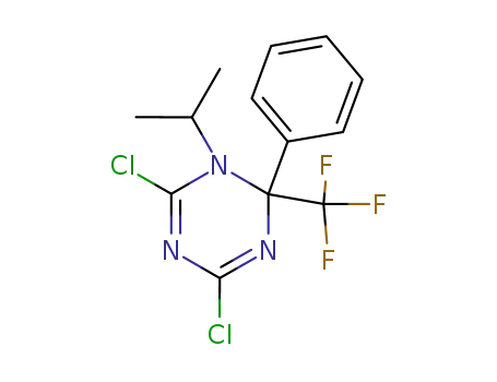 Molecular Structure of 88235-63-6 (1,3,5-Triazine,
4,6-dichloro-1,2-dihydro-1-(1-methylethyl)-2-phenyl-2-(trifluoromethyl)-)