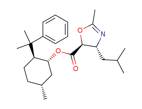 Molecular Structure of 128114-55-6 ((4R,5S)-4-Isobutyl-2-methyl-4,5-dihydro-oxazole-5-carboxylic acid (1R,2S,5R)-5-methyl-2-(1-methyl-1-phenyl-ethyl)-cyclohexyl ester)