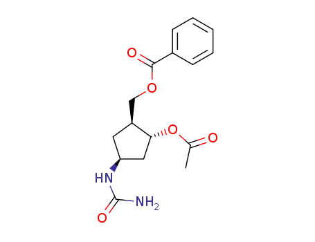 Molecular Structure of 120963-41-9 ((-)-(1S,3R,4S)-N-<3-acetoxy-4-<(benzoyloxy)methyl>cyclopentyl>urea)