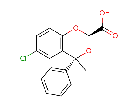 Molecular Structure of 74271-49-1 (1,3-Benzodioxan-2-carboxylic acid, 6-chloro-4-methyl-4-phenyl-, (E)-)