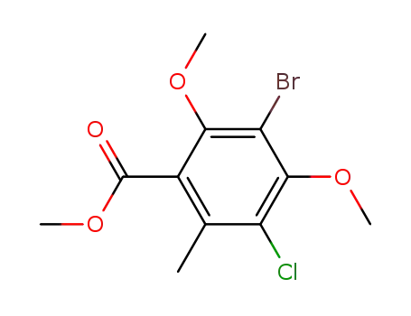 Molecular Structure of 105427-89-2 (Benzoic acid, 3-bromo-5-chloro-2,4-dimethoxy-6-methyl-, methyl ester)