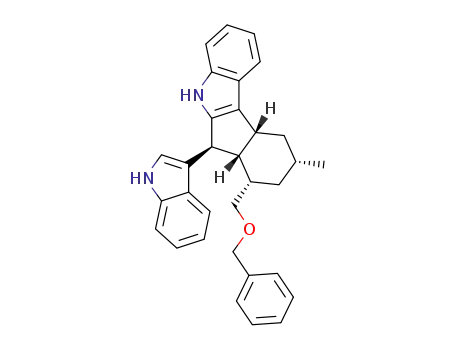 Molecular Structure of 142502-07-6 (7α-benzyloxymethyl-6β-indol-3'-yl-9α-methyl-5,6α,6aβ,7β,8,9β,10,10aβ-octahydroindeno<2,1-b>indole)