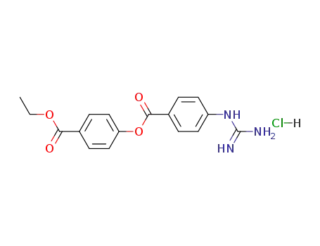 Molecular Structure of 89022-08-2 (4-(ethoxycarbonyl)phenyl 4-[(diaminomethylidene)amino]benzoate hydrochloride)