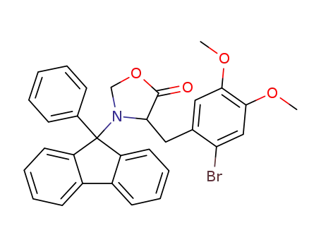 Molecular Structure of 147912-76-3 (3-(9-phenylfluoren-9-yl)-4-<(2-bromo-4,5-dimethoxyphenyl)methyl>oxazolidin-5-one)