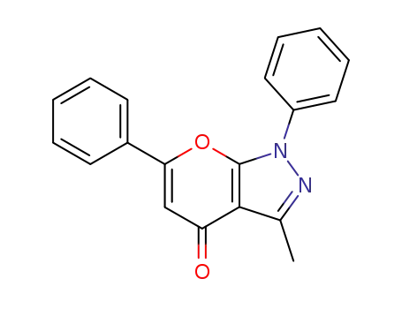 Molecular Structure of 64360-25-4 (Pyrano[2,3-c]pyrazol-4(1H)-one, 3-methyl-1,6-diphenyl-)