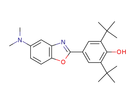 Molecular Structure of 82051-43-2 (Phenol,
4-[5-(dimethylamino)-2-benzoxazolyl]-2,6-bis(1,1-dimethylethyl)-)