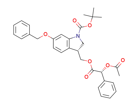 (3R,2'R)-6-(benzyloxy)-1-((tert-butyloxy)carbonyl)-3-(hydroxymethyl)indoline R-(-)-O-acetylmandelic ester