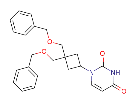 Molecular Structure of 138420-56-1 (2,4(1H,3H)-Pyrimidinedione,
1-[3,3-bis[(phenylmethoxy)methyl]cyclobutyl]-)