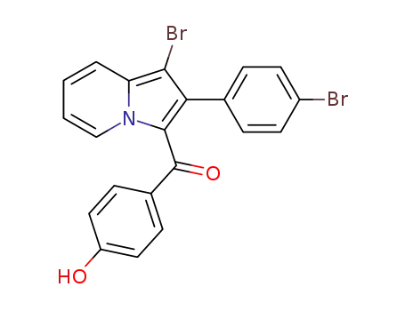 Molecular Structure of 77832-61-2 (Methanone,
[1-bromo-2-(4-bromophenyl)-3-indolizinyl](4-hydroxyphenyl)-)