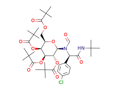 Molecular Structure of 112022-98-7 (N-formyl-N-(2,3,4,6-tetra-O-pivaloyl-β-D-galactopyranosyl)-(R)-p-chloro-phenylglycine-N'-tert-butyl-amide)