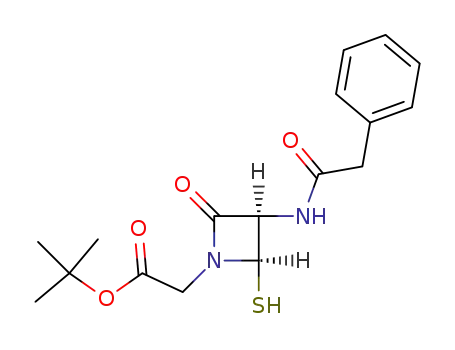 2-<3-phenylacetamido-4-thiol-(3R,4R)-azetidin-2-on-1-yl>-t-butyl acetate