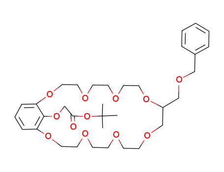 Molecular Structure of 137743-87-4 ((12-Benzyloxymethyl-2,5,8,11,14,17,20,23-octaoxa-bicyclo[22.3.1]octacosa-1<sup>(27)</sup>,24<sup>(28)</sup>,25-trien-28-yloxy)-acetic acid tert-butyl ester)