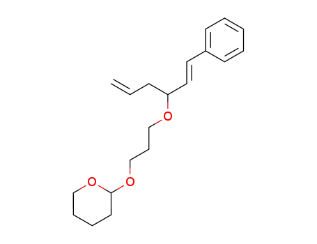Molecular Structure of 122800-60-6 (2-{3-[1-((E)-Styryl)-but-3-enyloxy]-propoxy}-tetrahydro-pyran)