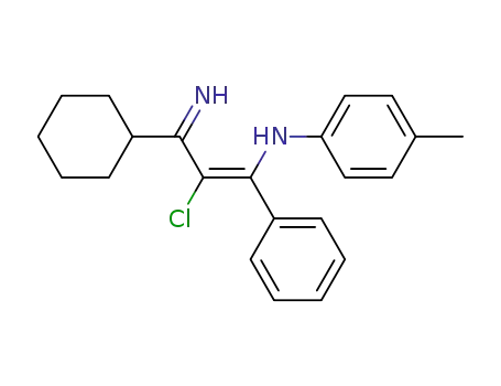 Molecular Structure of 88039-19-4 (Benzenemethanamine,
a-(1-chloro-2-cyclohexyl-2-iminoethylidene)-N-(4-methylphenyl)-)