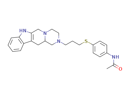 Molecular Structure of 115030-35-8 (Acetamide,N-[4-[[3-(3,4,6,7,12,12a-hexahydropyrazino[1',2':1,6]pyrido[3,4-b]indol-2(1H)-yl)propyl]thio]phenyl]-)