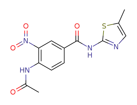Molecular Structure of 89790-55-6 (Benzamide, 4-(acetylamino)-N-(5-methyl-2-thiazolyl)-3-nitro-)