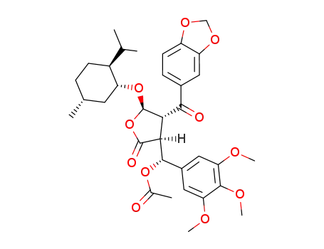 (-)-(3S,4R,5R,6R)-3-(3,4,5-trimethoxy-α-acetoxybenzyl)-4-(3',4'-methylenedioxybenzoyl)-5-(1-menthyloxy)butyrolactone