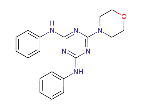 Molecular Structure of 43167-79-9 (2,4-BIS(ANILINO)-6-(4-MORPHOLINO)-1,3,5-TRIAZINE, 97%)