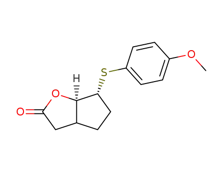 Molecular Structure of 141248-80-8 (2H-Cyclopenta[b]furan-2-one, hexahydro-6-[(4-methoxyphenyl)thio]-)