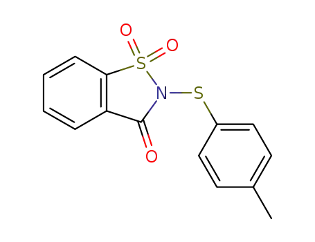 Molecular Structure of 39922-90-2 (1,2-Benzisothiazol-3(2H)-one, 2-[(4-methylphenyl)thio]-, 1,1-dioxide)