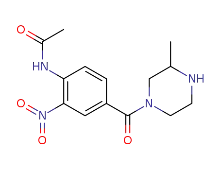 Molecular Structure of 104794-87-8 (1-(4-Acetamido-3-nitrobenzoyl)-3-methylpiperazine)