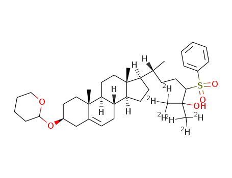 Molecular Structure of 88247-66-9 ((24R,S)-24-phenylsulphonyl<26,27-2H6>cholest-5-ene-3β,25-diol 3-tetrahydropyran-2-yl ether)