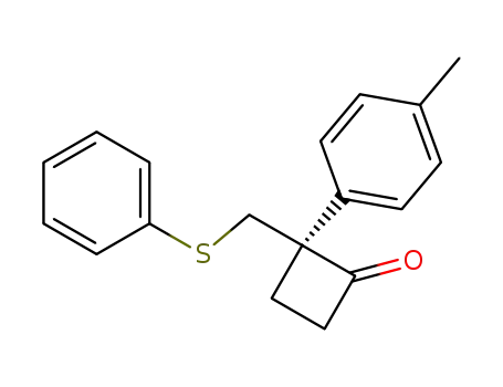 Molecular Structure of 139167-25-2 (Cyclobutanone, 2-(4-methylphenyl)-2-[(phenylthio)methyl]-, (S)-)
