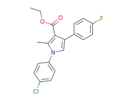 Molecular Structure of 146537-37-3 (1-(4-Chloro-phenyl)-4-(4-fluoro-phenyl)-2-methyl-1H-pyrrole-3-carboxylic acid ethyl ester)