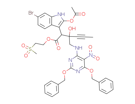 2-(methylsulfonyl)ethyl 2-(acetyloxy)-6-bromo-α-<1-hydroxy-1-<<<5-nitro-2,6-bis(phenylmethoxy)-4-pyrimidinyl>amino>methyl>-2-butynyl>-1H-indole-3-acetate