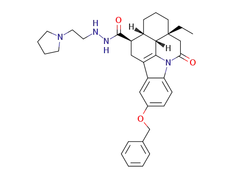 (3aβ,12β,12aβ,12bβ)-9-(benzyloxy)-1,2,3,3a,4,5,11,12,12a,12b-decahydro-3aβ-ethyl-5-oxoisoquino<2,1,8-lma>carbazole-12-carboxylic acid 2-<2-(1-pyrrolidinyl)ethyl>hydrazide