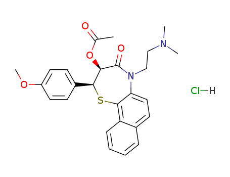 (+)-CIS-3-(ACETYLOXY)-2,3-DIHYDRO-2-(4-METHOXYPHENYL)-5-(2-(DIMETHYLAMINO)ETHYL)NAPTHO-[1,2-B]-1,4-THIAZEPIN-4(5H)ONE HCL